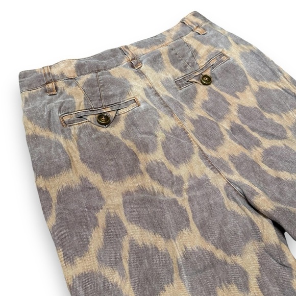 By Anthropologie Tamarind Linen Tapered Jogger Animal Giraffe Print Trouser SZ 2 - Picture 15 of 16